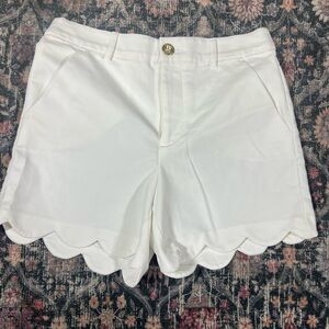 Lilly Pulitzer White Scalloped High Waist Shorts